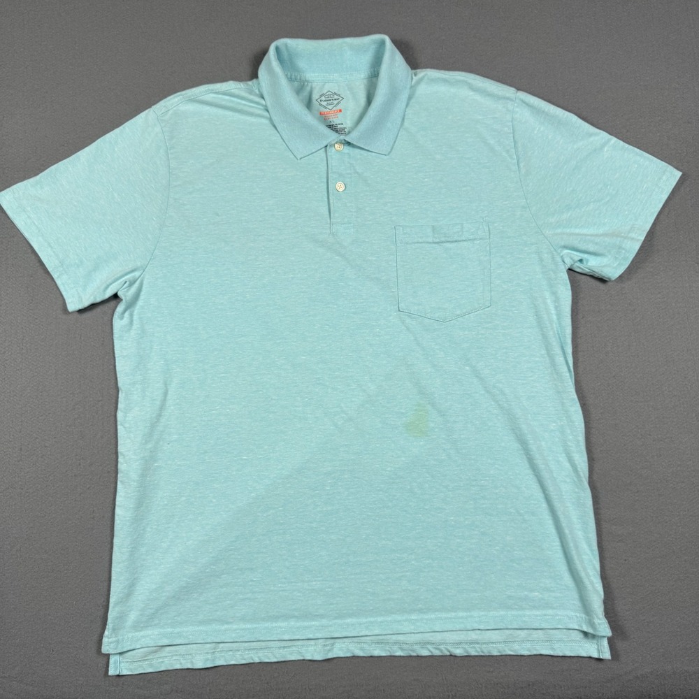 St. John's Bay Mens XL Blue Performance Polo Shirt Short Sleeve Pocket Casual